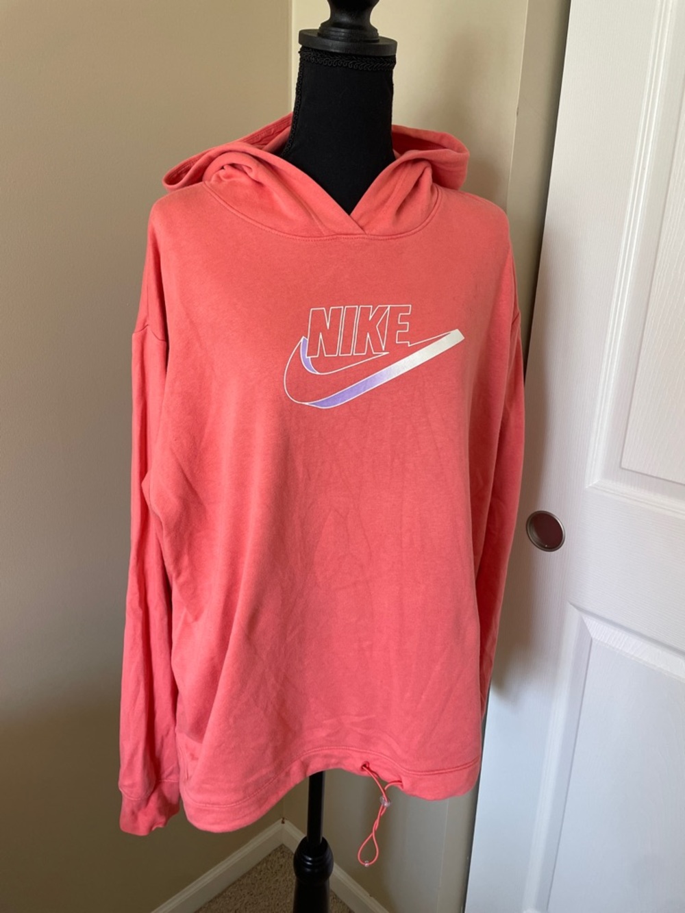 Nike Coral Hoodie with Iridescent Swoosh